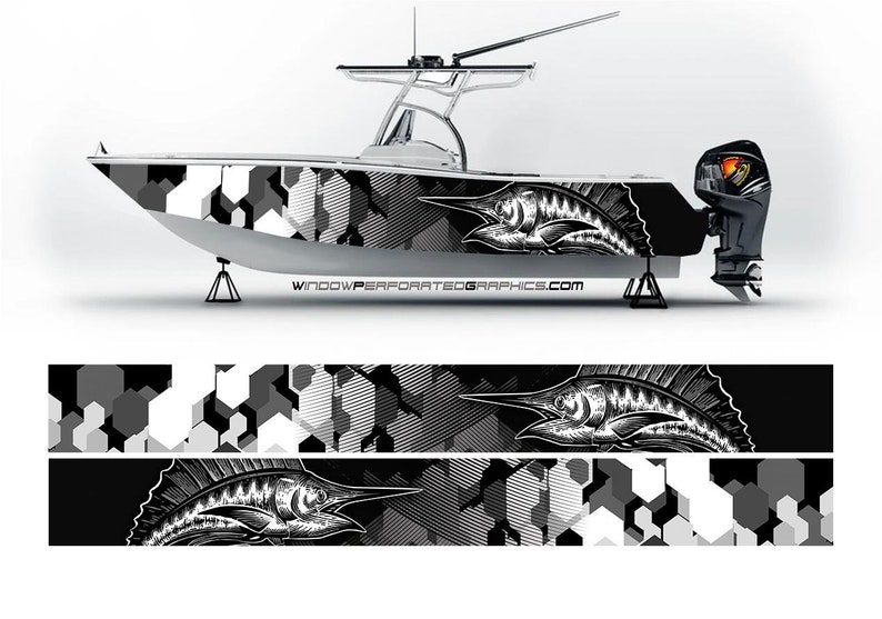 Camo Zwart En Wit Marlijn Vis  - Fishing Boat Trailer recensie en prijs